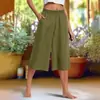 Pantalones casuales de pierna ancha cropped plisados de cintura elástica con bolsillos, holgados, de talla grande, para primavera y otoño del sudeste asiático, para comercio exterior