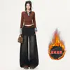 Pantalones Gruesos de Pierna Ancha con Forro de Polar 2025 Jeans para Mujer Estilo Retro Hot Girl Jeans de Pierna Recta Pantalones Largos para Mujer