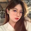 Gafas de Prescripción Estilo Coreano para Estudiantes, Gafas Trendy de Alto Valor para Mujer con Filtro de Luz Azul de Alta Definición, Gafas Lisas para Adelgazar el Rostro sin Graduación con Envío Gratis
