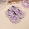 Zapatos de Cuero para Niñas 2026 Primavera/Otoño Cómodos con Pedrería Nuevos Zapatos de Cristal Suela Suave Zapatos de Cuero Rosados para Niños Zapatos de Baile Individuales