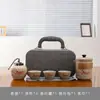 Conjunto de Chá Cerâmico Rústico para Camping ao Ar Livre Viagem Xícara de Servir Rápida Bule Portátil Presente com Bolsa de Transporte Personalização