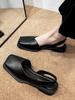 Sandálias Fechadas Estilo Fada para Mulheres, Novidade de Verão 2026 Personalidade de Nicho Sapatos Romanos Quadrados de Salto Baixo para Combinar com Saias