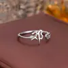 Anillo de Plata de Ley 925 100 Apellidos Familiares Apellido Familiar Anillo para Mujer Nuevo Amor Diseño de Nicho Sentido Anillo de Dedo Abierto Todo-partido Regalo