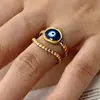 Anillo de Acero Inoxidable con Goteo de Aceite Transfronterizo Nuevo Pulsera Abierta de Oro de 18K con Galvanoplastia al Vacío Europea y Americana Ojo del Diablo