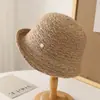 Elegante Chapéu Bucket de Tricô Estilo Francês para Mulheres, Chapéu Vintage de Aba Larga, Circunferência da Cabeça Grande, Chapéu Bucket Emagrecedor, Moderno