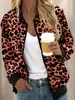 Otoño 2025 Nuevo Estación Independiente de Amazon Transfronterizo Temu Europeo y Americano Estampado de Leopardo Cuello Alto Cremallera Cárdigan Chaqueta