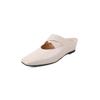 Francés Cómodo Todo Combinable Altura Interior Aumentada Zapatos Muller de Piel de Vacuno 2025 Tacón Medio Punta Cuadrada Cuero Genuino Punta Exterior Zapatillas