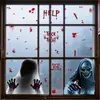 Decoraciones de Halloween Fantasma Femenino Creativo Manchado de Sangre Pegatinas Estáticas de Adhesión Atmósfera de Terror Huella de Mano de Sangre Parca Pegatinas para Vidrio Venta al por Mayor