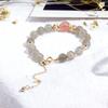 Pulsera de Piedra Lunar Gris y Cristal de Fresa Lunar Badu Estilo Fresco para Mujer Pulsera Bañada en Oro Real Regalo para Celebridad de Internet Día de San Valentín Chino