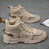 Botas Hombre Trendy 2025 Nuevo Otoño Botas de Trabajo Británicas de Caña Alta Casual de Media Caña Zapatos de Algodón de Moda para Hombre