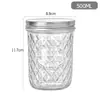 Pote de vidro para armazenamento Diamond Mason, recipiente para frutas, leite, smoothie, salada, tampa de alumínio com rosca hermética, copo para bebida, chá com leite