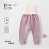 Pantalones para Bebé con Broches, Abertura en la Entrepierna, Protección para la Barriga, Algodón Puro para Primavera y Otoño, Sin Costuras, Amigables con la Piel, Cintura Alta, Pantalones Antifrío para Recién Nacidos