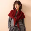 Chal Triangular de Mezcla de Lana de Nuevo Estilo para Mujer al por Mayor Otoño e Invierno, Bufanda de Punto Gruesa y Cálida, Capa Versátil de Color Sólido