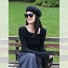 Atacado Transfronteiriço Roupa Íntima Roupas de Primavera Roupa Estilo Coreano Tops Preto Decote Quadrado Ombro a Ombro Camiseta Básica Roupa Íntima para Mulheres