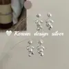 Brincos Japoneses Fofos e Frescos Estilo Coreano em Prata Esterlina S925 Brincos com Franja de Cacho de Uva com Toque de Luxo e Design Único