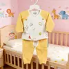 Conjunto de Roupa Íntima de Algodão Macio para Recém-Nascidos Primavera e Outono, Roupa Camada Base para Bebê Bordada com Desenhos Animados Sem Costura, Tamanhos 52-59 #
