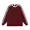 Moletom Gola Redonda com Três Listras para Homens, Esportivo Versátil Solto Estilo Retro Americano, Blusa Listrada de Gola Redonda para Casais Outono e Inverno