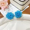 Brincos de Flor de Hortênsia Azul Fresca com Contas para Mulheres, Luxo Acessível de Nicho, Brincos Atmosféricos Únicos para Primavera e Verão