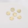 Colgante de oblea plana de cobre flash arena doble cara en oro de 14K que conserva el color, accesorios para pulsera DIY, pendientes, colgante de corazón de melocotón