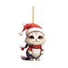 Decoração de Natal nova da Amazon transfronteiriça Série Gato de Natal pingente plano acrílico para carro de árvore de Natal