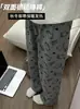 Calça Térmica Macia Outono e Inverno, Calça Longa Feminina com Laço, Calça Casual Solta para Casa que Pode Ser Usada Fora