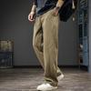 Pantalones Casuales de Punto Rectos de Pierna Ancha Estilo Retro Americano para Hombre, Empalmados Sueltos de Moda con Cordón Deportivos Versátiles