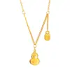 Collar de Calabaza Escama de Dragón Explosiva Oro Brillante 24K Puzuojiu Nuevo Collar de Cadena para Clavícula Chinoiserie Fulu para Mujeres