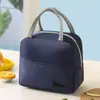 Nueva Bolsa de Almuerzo de Sarga de Color Sólido Gena Bolsa Aislante Portátil Bolsa Gruesa para Lonchera de Estudiante Bolsa de Almuerzo Bolsa para Comida