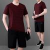 Traje de Ropa de Verano para Papá Camiseta de Manga Corta de Seda de Hielo para Hombre Verano Mediana Edad y Ancianos Cuello Redondo Ropa Deportiva Casual para Papá