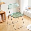 Silla plegable transparente silla con respaldo acrílico silla sencilla para recepción de oficina tienda de ropa celebridad de Internet estilo ins taburete plegable
