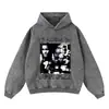 Sudadera Pesada 420g Otoño e Invierno Estrella de Baloncesto Estampado Holgada Batik con Capucha Tendencia Oversize