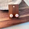 Pendientes de Perla de Panecillo al Vapor Shijia, Pendientes de Temperamento de Lujo Ligero, Pendientes de Moda Versátiles de Nicho Nuevos para Mujer