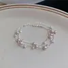 Pulseira de Pérolas Multicamadas Redondas de Zircônia, Colar de Moda Levemente Luxuoso e de Alta Qualidade, Brincos, Conjunto de Joias Versátil para o Dia a Dia para Mulheres