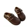 Chinelos de couro Birkenstock com sola grossa e forro de pelo 2026 novo estilo feminino inverno bico fechado slip-on sapatos quentes de algodão feminino