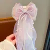 Accesorios para el Cabello de Niña Lindos de Princesa con Listones, Pinzas para el Cabello de Malla con Lazo Nudo de Perlas Artificiales tipo Hada para Niños