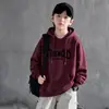 Sudadera con Capucha para Niños Otoño e Invierno 2026 Estilo Nuevo Fresca y Elegante Top de Invierno Rojo para Niños Mayores con Forro de Felpa