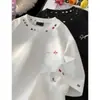 2026 Nueva Camiseta Unisex Casual Moderna Versátil de Manga Corta Resistente con Bordado Arcoíris Simple para Pareja