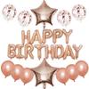 Globos de látex con lentejuelas y pentagramas del alfabeto de cumpleaños en oro rosa, exclusivos de Amazon. Decoración para fiestas.