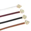 Cinturón de Cuero Perlado de Trébol de Cuatro Hojas, Moderno y Exquisito con Decoración de Hebilla de Pétalos, Versátil para Vestidos, Cinturón Delgado para Ceñir la Cintura