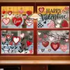 Decorações de loja com tema de amor para o Dia dos Namorados, adesivos eletrostáticos para portas e janelas de vidro, atmosfera feliz floral