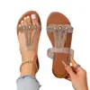 Chanclas planas de PVC con cuentas de gran tamaño transfronterizas para mujer, nuevas sandalias de playa bohemias de punta abierta para verano