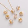 Pingente de Roda em Cobre Banhado a Ouro 18K Microcravejado com Zircônia Pingente Artesanal DIY Material para Pulseira Colar Acessórios de Joia