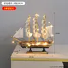 Velero Pequeño Pintado Creativo Decoraciones para el Hogar Velero de Madera Hecho a Mano Maquetas Artesanales Adornos Pequeños para Vestir Pasteles