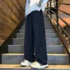 Cós contrastante com design moderno, hipoalergênico, macio e suave, calça de moletom pesada para homens e mulheres, outono, perna reta solta, para dançar, esportes, uso casual