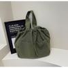 Bolsos para Mujer Estilo Coreano Simple Cordón Bolso de Mano Casual Gran Capacidad Bolsa de Lona Lavada Color Sólido Bolso de Hombro para Mujer