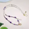 Nueva Cadena de Clavícula de Amatista Natural Estilo Chino para Niñas, Lujo Ligero y Versátil Cuerda de Collar Buda Thangka Sakyamuni Buda