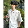 Camisa Polo Bordada Estilo Americano Tie-Dye de Manga Corta para Hombre, Fresca y Elegante para el Verano, Tacto de Alta Gama, Camiseta Resistente con Cuello Campana, Hombros Normales y Mangas Medias