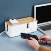 Caja de Gestión de Cables de Plástico Caja de Regleta Caja de Conexiones Enchufe Cable de Alimentación Antichoque Cubierta de Bambú para Uso Doméstico
