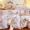 Juego de funda de edredón de terciopelo de leche engrosado de invierno, juego de cuatro piezas o tres piezas, sábana bajera cálida con forro polar, funda de edredón, protector de colchón para literas de dormitorio