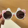 Óculos de sol infantis de desenho animado óculos de sol para bebê moda novo menina gato fofo óculos para foto laço proteção solar